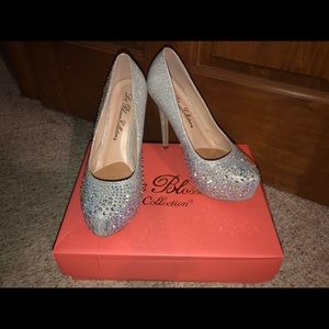 Silver heels size 8